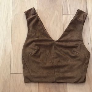 Suede crop top with zipper